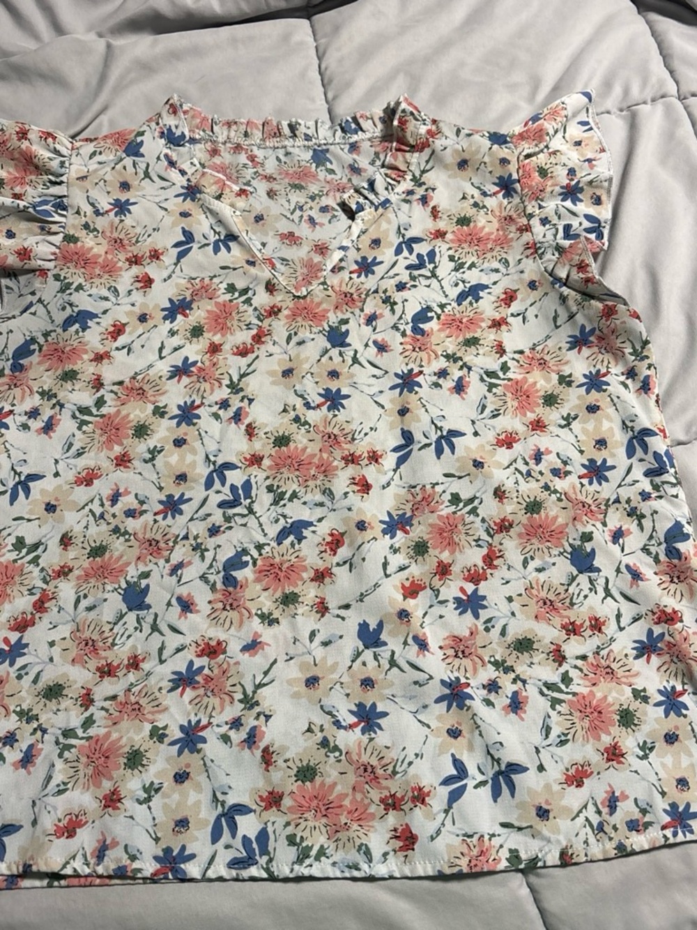Lioness Floral Print Top in Cream, Pink & Green